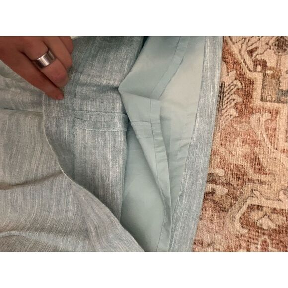LOFT Linen SEA BLUE W/ SILVER THREADS, Button, Mini Skirt, SIZE 8 - Picture 6 of 9